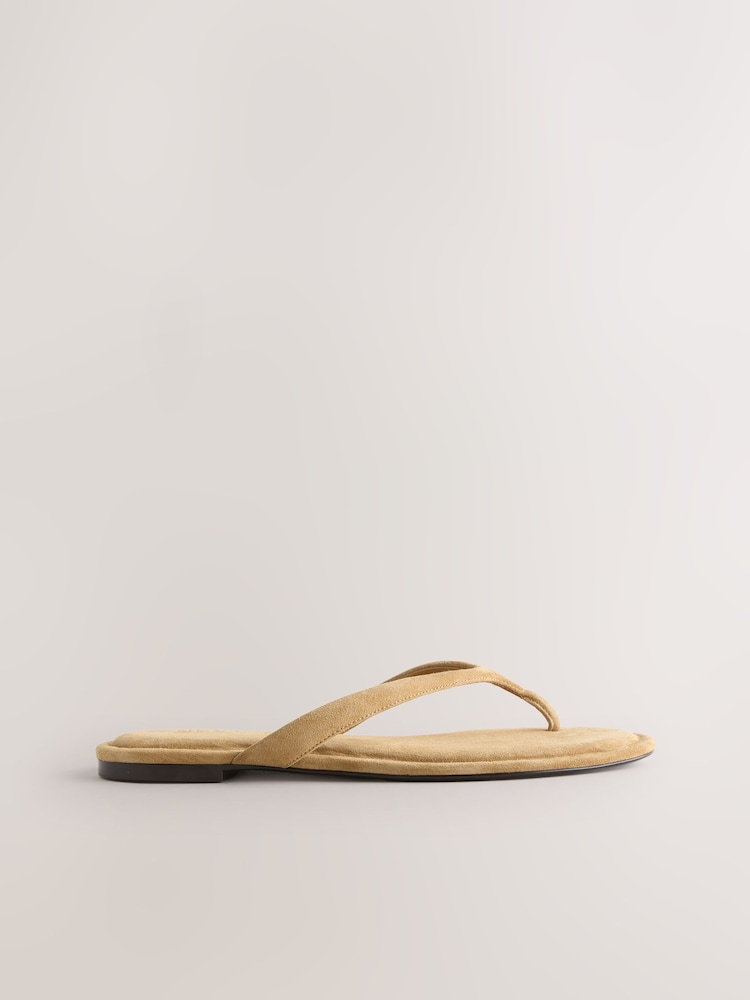 Tan Brown Suede Standard/Wide Fit Forever Comfort® Round Toe Leather Thong - Image 2 of 4