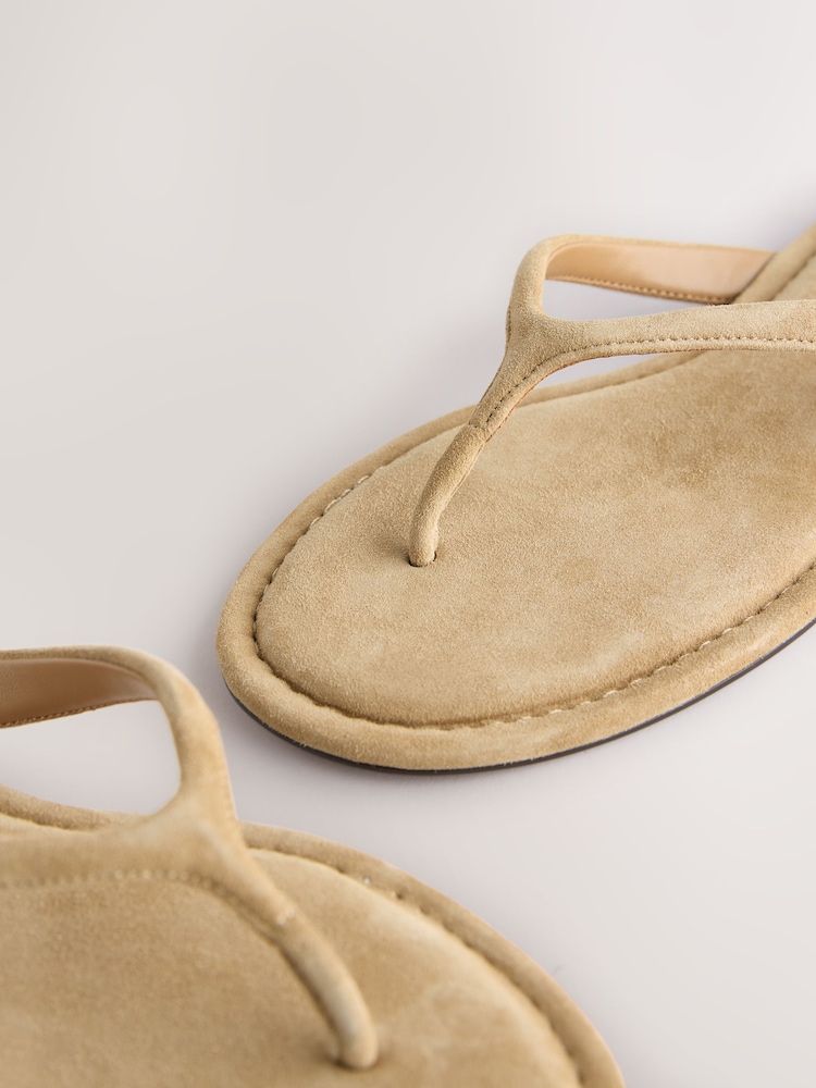 Tan Brown Suede Standard/Wide Fit Forever Comfort® Round Toe Leather Thong - Image 4 of 4