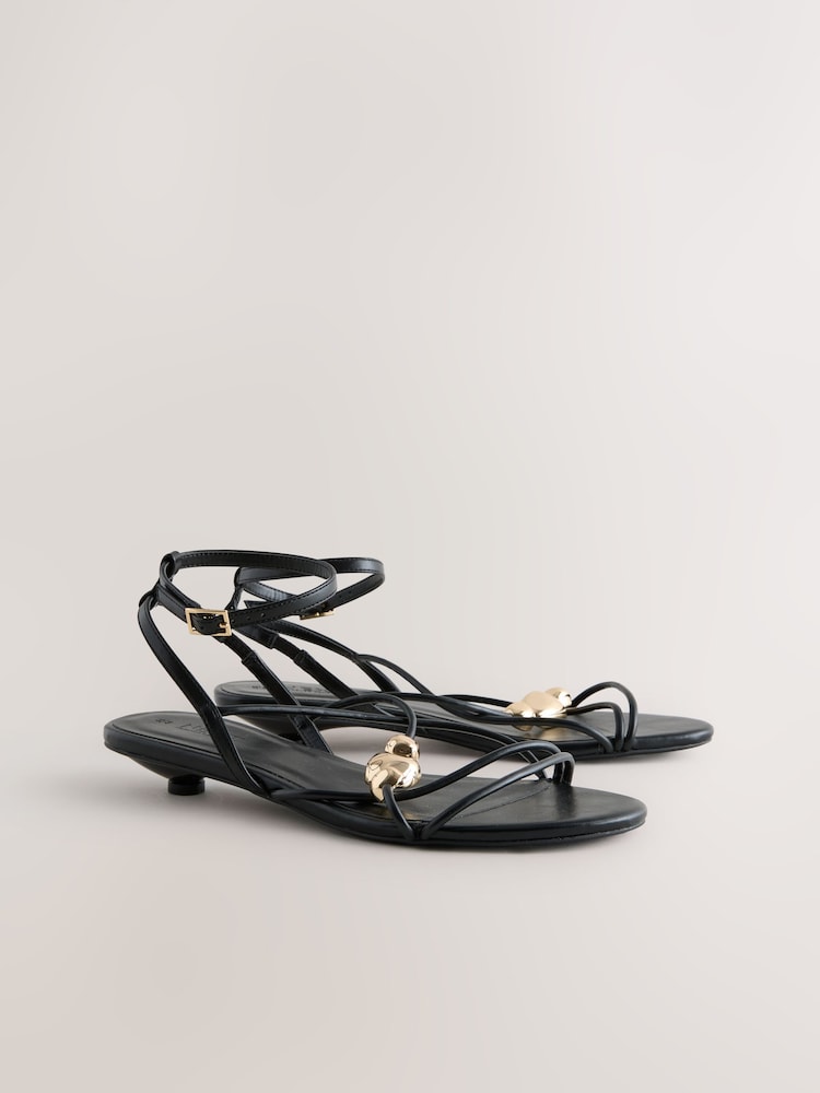 Black Forever Comfort® Strappy Hardware Sandals - Image 2 of 5