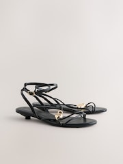 Black Forever Comfort® Strappy Hardware Sandals - Image 6 of 10