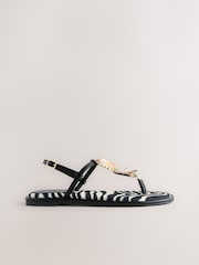 Black Forever Comfort® Charm T-Bar Sandals - Image 7 of 9