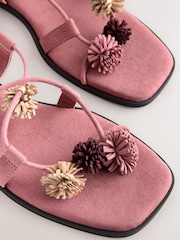 Pink Suede Forever Comfort® Pom Pom Sandals - Image 3 of 5