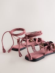 Pink Suede Forever Comfort® Pom Pom Sandals - Image 4 of 5