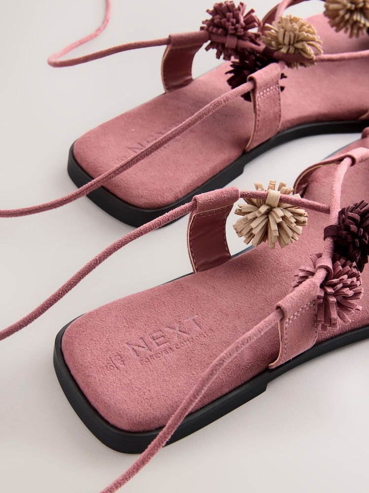 Pink Suede Forever Comfort® Pom Pom Sandals - Image 5 of 5