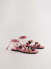 Pink Suede Forever Comfort® Pom Pom Sandals - Image 7 of 11