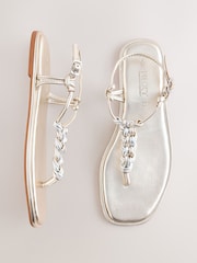 Metallic Standard/Wide Fit Forever Comfort® Weave Toe Thong Sandals - Image 1 of 5