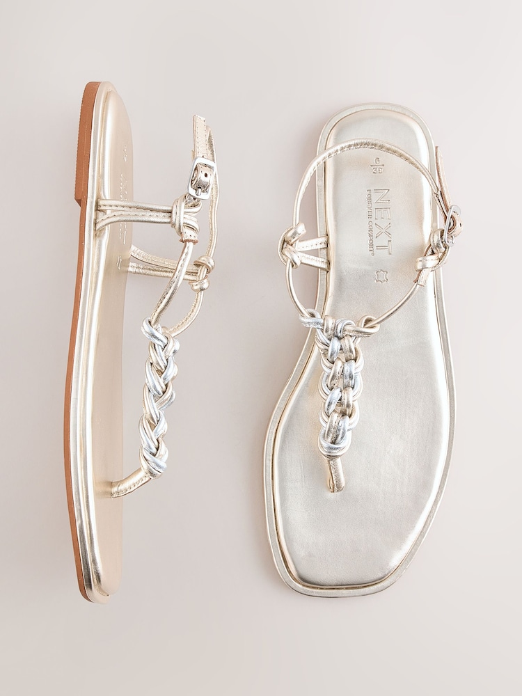 Metallic Standard/Wide Fit Forever Comfort® Weave Toe Thong Sandals - Image 1 of 5 Metallic Standard/Wide Fit Forever Comfort® Weave Toe Thong Sandals - Image 1 of 5