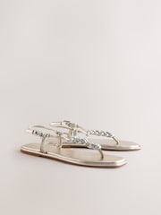 Metallic Standard/Wide Fit Forever Comfort® Weave Toe Thong Sandals - Image 2 of 5