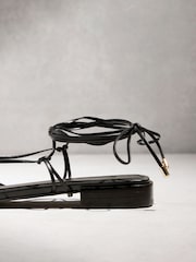 Black N. Premium Leather Square Toe Hardware Ankle Wrap Sandals - Image 11 of 12