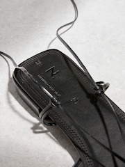 Black N. Premium Leather Square Toe Hardware Ankle Wrap Sandals - Image 12 of 12