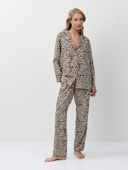 Aruelle Elise Soft Animal print Long Leg Pajamas Set With Piping Detail - Image 3 of 5