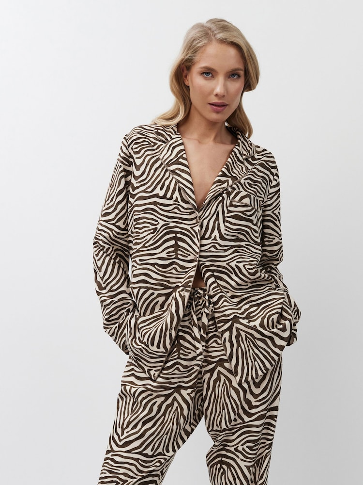 Aruelle Elise Soft Animal print Long Leg Pajamas Set With Piping Detail - Image 5 of 5
