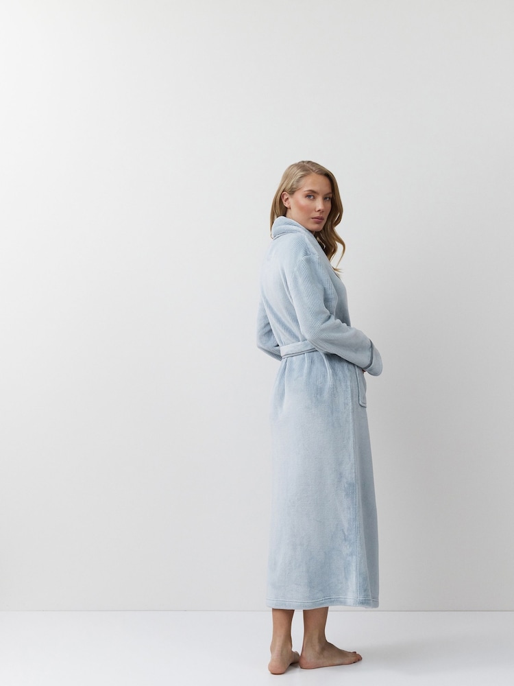 Aruelle Blue Pin Stripe Lea Long Robe - Image 5 of 5 Aruelle Blue Pin Stripe Lea Long Robe - Image 5 of 5