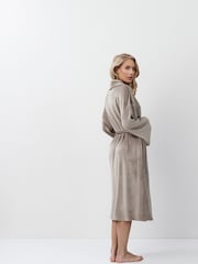 Aruelle Brown Capucine Mid length Luxury  Bath Robe With Soft Ribbed Texture - Image 5 of 5