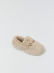 Aruelle Cream Serene Extra Soft Fluffy Polyester Fabric Slippers With a Decorative Detail In Gold-tone - Image 3 of 4