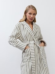 Aruelle Aruelle Lana Luxury Long Black And Cream Pinstripe Robe - Image 1 of 6