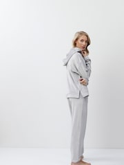 Aruelle Geneva Soft Grey Hooded Loungewear Set In Velvet Smooth Stretchy Fabric - Image 5 of 5
