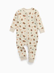 MORI Cream Teddy Bear Supersoft Two Way Zip Sleepsuit - صورة 4 من 5