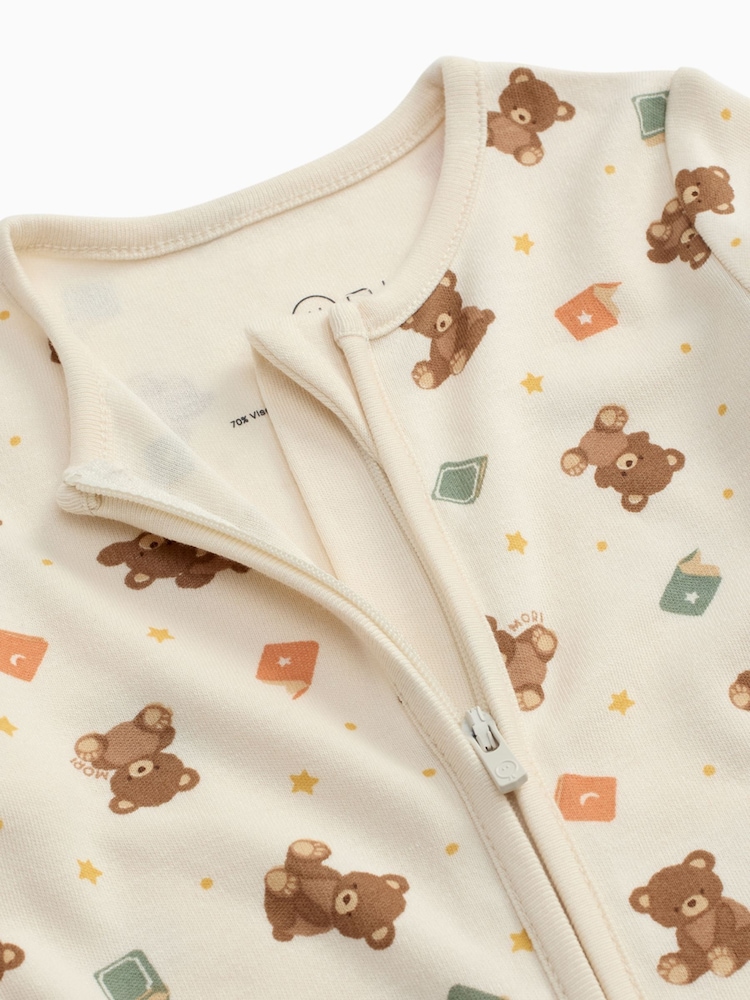MORI Cream Teddy Bear Supersoft Two Way Zip Sleepsuit - صورة 5 من 5 MORI Cream Teddy Bear Supersoft Two Way Zip Sleepsuit - صورة 5 من 5