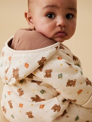 MORI Cream Teddy Bear Supersoft Cosy Zip-Up Pramsuit - Image 2 of 5