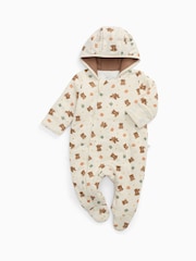 MORI Cream Teddy Bear Supersoft Cosy Zip-Up Pramsuit - Image 4 of 5