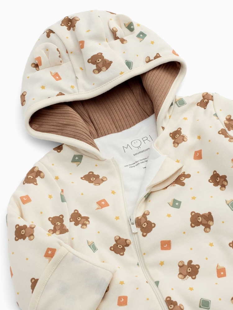 MORI Cream Teddy Bear Supersoft Cosy Zip-Up Pramsuit - Image 5 of 5 MORI Cream Teddy Bear Supersoft Cosy Zip-Up Pramsuit - Image 5 of 5