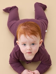MORI Purple Supersoft Ribbed Two Way Zip Sleepsuit - Image 2 of 4