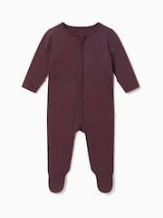MORI Purple Supersoft Ribbed Two Way Zip Sleepsuit - Image 3 of 4