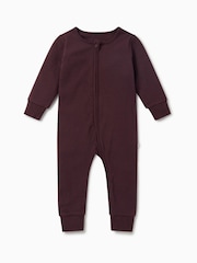 MORI Purple Supersoft Ribbed Two Way Zip Sleepsuit - Image 4 of 4