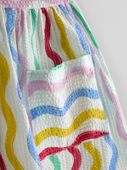 JoJo Maman Bébé White Rainbow Waves Button Through Sleeveless Dress - Image 3 of 4