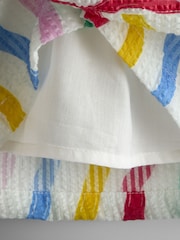 JoJo Maman Bébé White Rainbow Waves Button Through Sleeveless Dress - Image 4 of 4