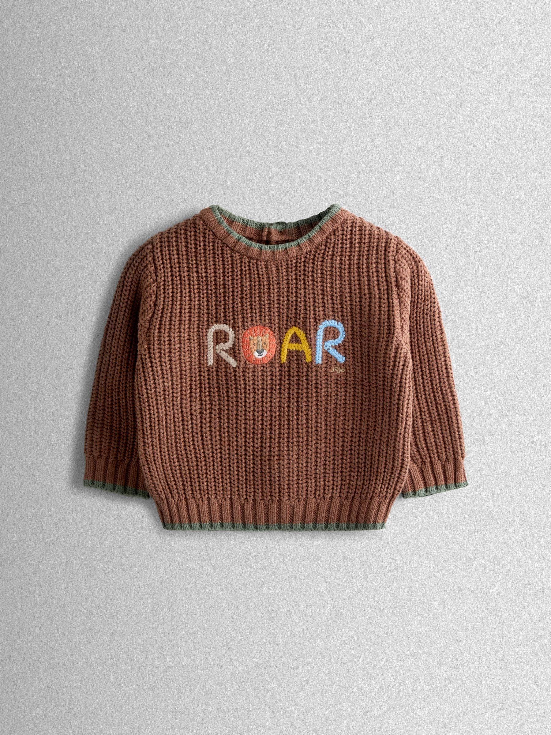 Jojo Maman Bébé Brown Safari Embroidered Jumper