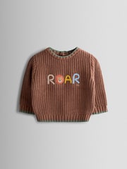 JoJo Maman Bébé Dark Brown Lion Embroidered Tractor Jumper - Image 1 of 4