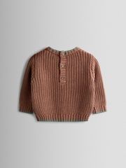 JoJo Maman Bébé Dark Brown Lion Embroidered Tractor Jumper - Image 2 of 4