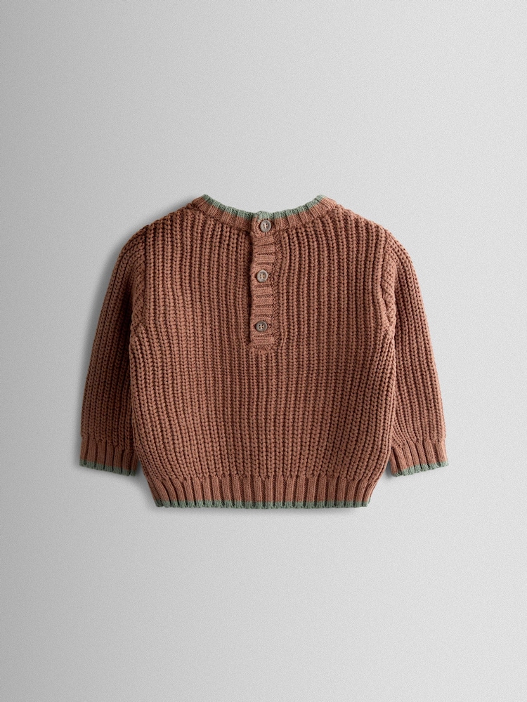 JoJo Maman Bébé Dark Brown Lion Embroidered Tractor Jumper - Image 2 of 4