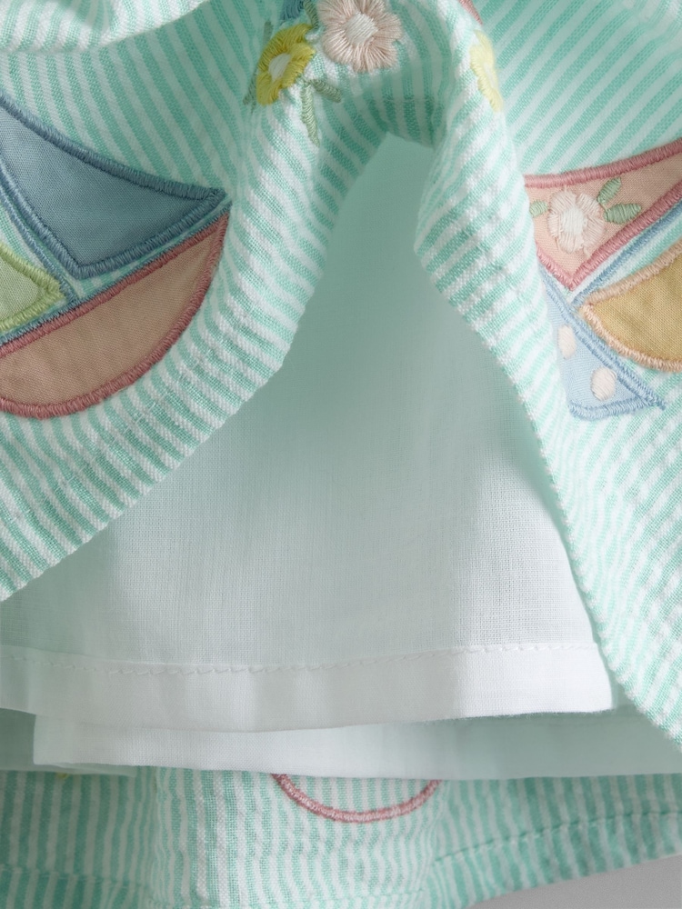 أخضر - فستان مُجمّع برسمة أبليك من JoJo Maman Bébé - صورة 8 من 8