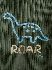 Khaki Green Dino - JoJo Maman Bébé Broderet Trøje - Billede 5 af 5