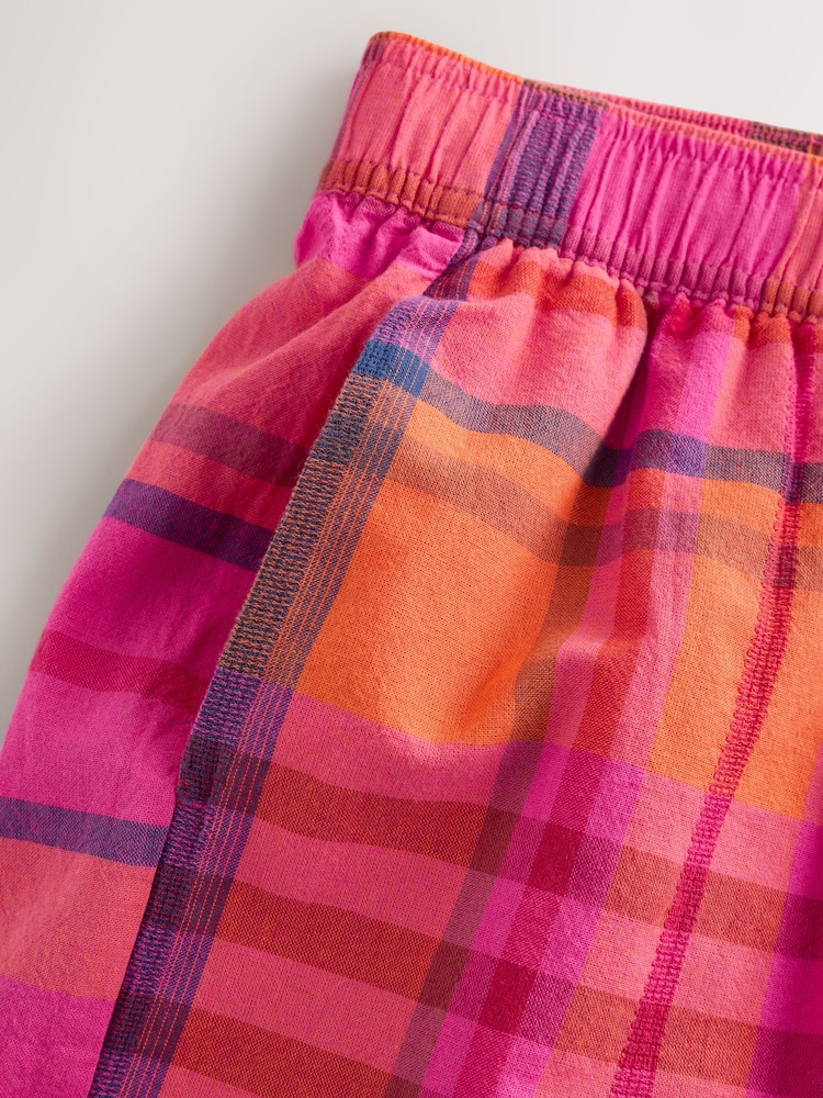 Pink/Orange - Bright Check Pull On Boxer Shorts - 3ичинен 3 сүрөт