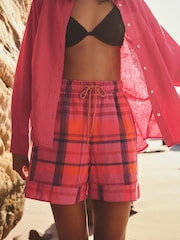 Pink/Orange Bright Check Pull On Boxer Shorts - Image 5 of 8