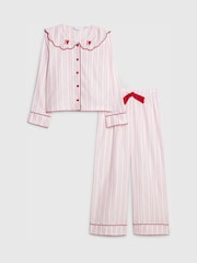 River Island Long Sleeve Stripe Scallop Collar Pyjamas Set - Bild 1 von 5