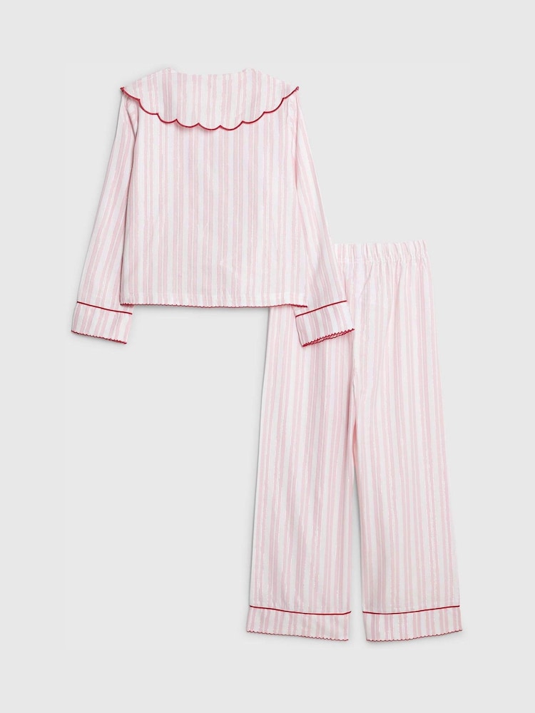 River Island Long Sleeve Stripe Scallop Collar Pyjamas Set - Bild 2 von 5