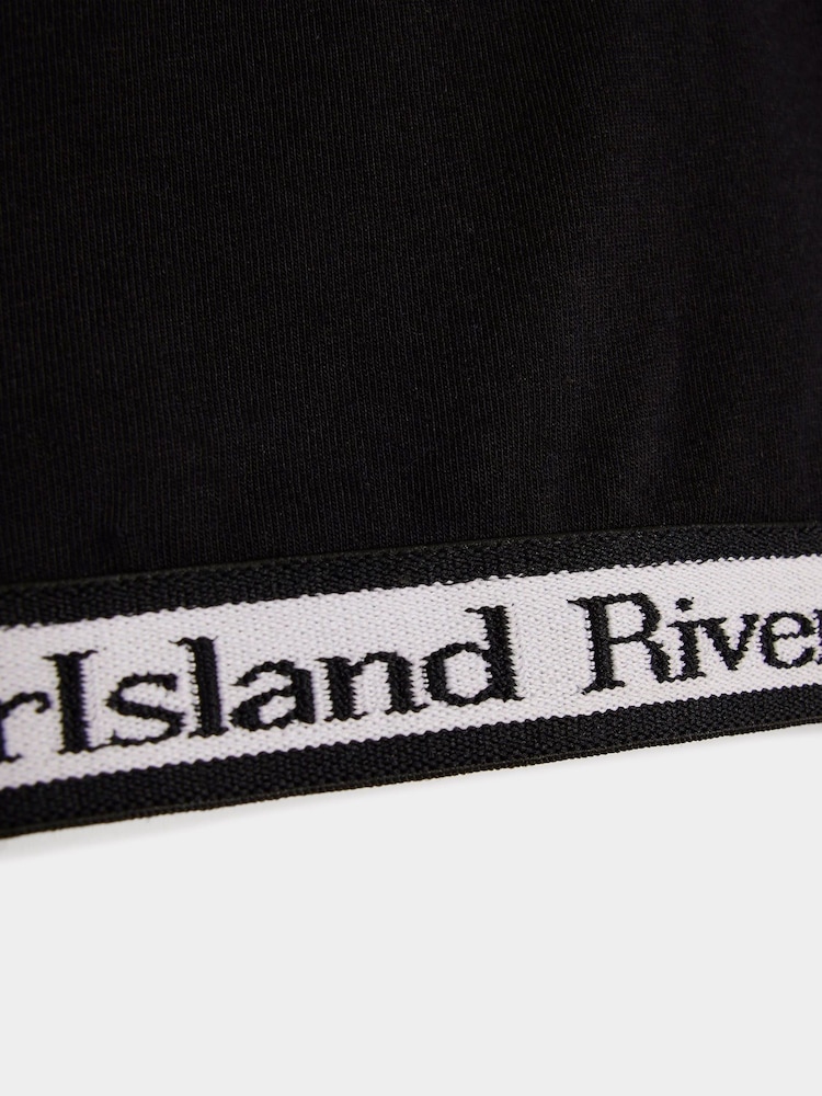 River Island Black Waistband Crop Top and Cycle Shorts Set - Image 4 of 4
