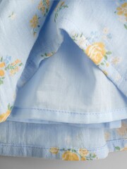 JoJo Maman Bébé Light Blue Floral Cheesecloth Smocked Bodice Dress - Image 3 of 4