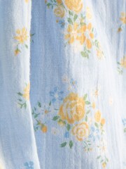 JoJo Maman Bébé Light Blue Floral Cheesecloth Smocked Bodice Dress - Image 4 of 4