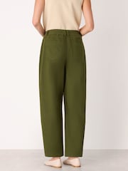 Whistles Green Casual Cotton Barrel Trousers - Image 2 of 4