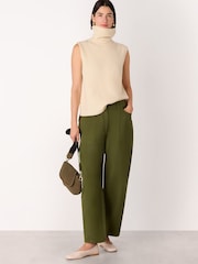 Whistles Green Casual Cotton Barrel Trousers - Image 3 of 4