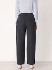 Whistles Black Casual Cotton Barrel Trousers - Image 2 of 4