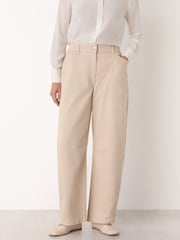 Whistles Nude Casual Cotton Barrel Trousers - Image 1 of 4