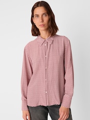 Whistles Red Geo Print Pleat Detail Shirt - Image 1 of 4