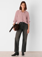 Whistles Red Geo Print Pleat Detail Shirt - Image 3 of 4